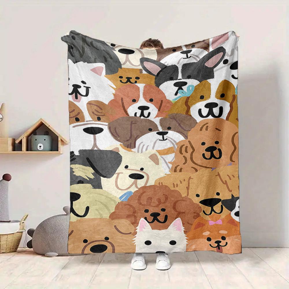1pc Dogs Puppies Blanket, Lightweight Flannel Throw Blanket for Sofa, Bed, Travel, Camping, Living Room, Office, Couch052