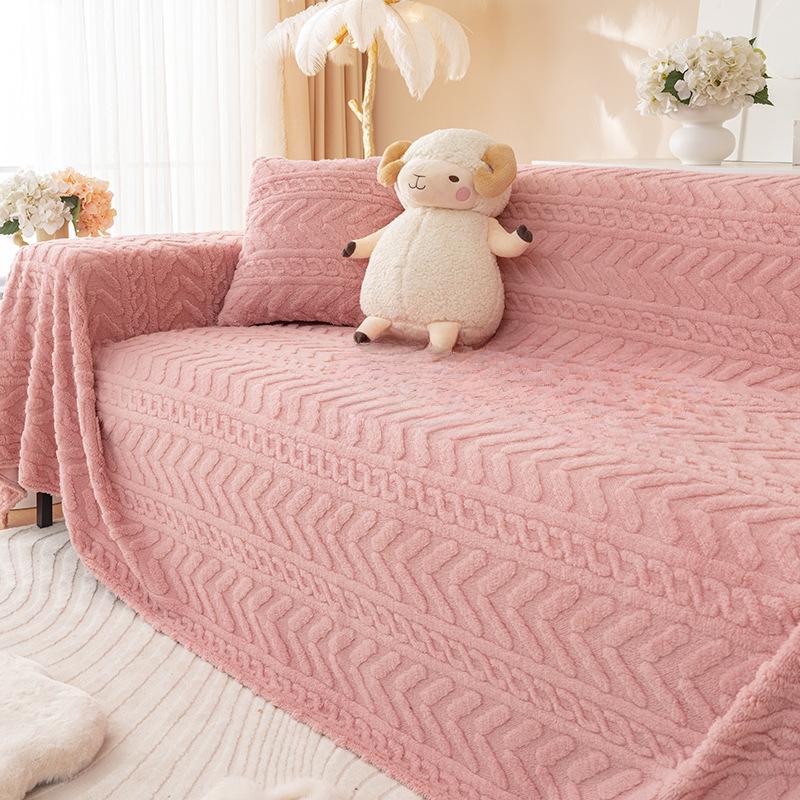 Baumwollwolle Anti-Katzenkratz-Sofabezug Stoff Sofakissen Winter All-Inclusive Universal Sofadecke Vollbezug Plüsch Sofabezug