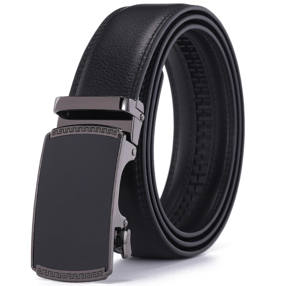Men's Genuine Leather Automatic Buckle Belt - Cowhide Casual Waist Belt for Pants