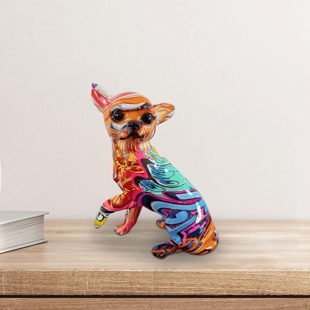 Scultura Chihuahua Colorata - Pezzo d'Arte Contemporanea per l'Arredamento della Casa