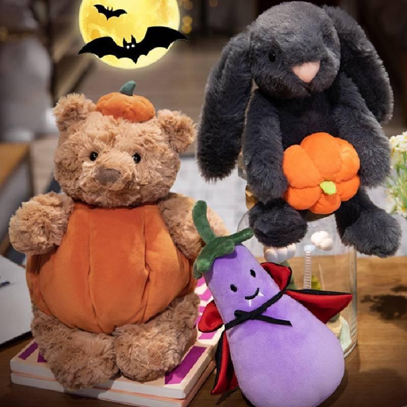Adorable Peluche de Oso Calabaza de Halloween Relleno de Algodón PP Suave Juguete Animal Relleno Regalo