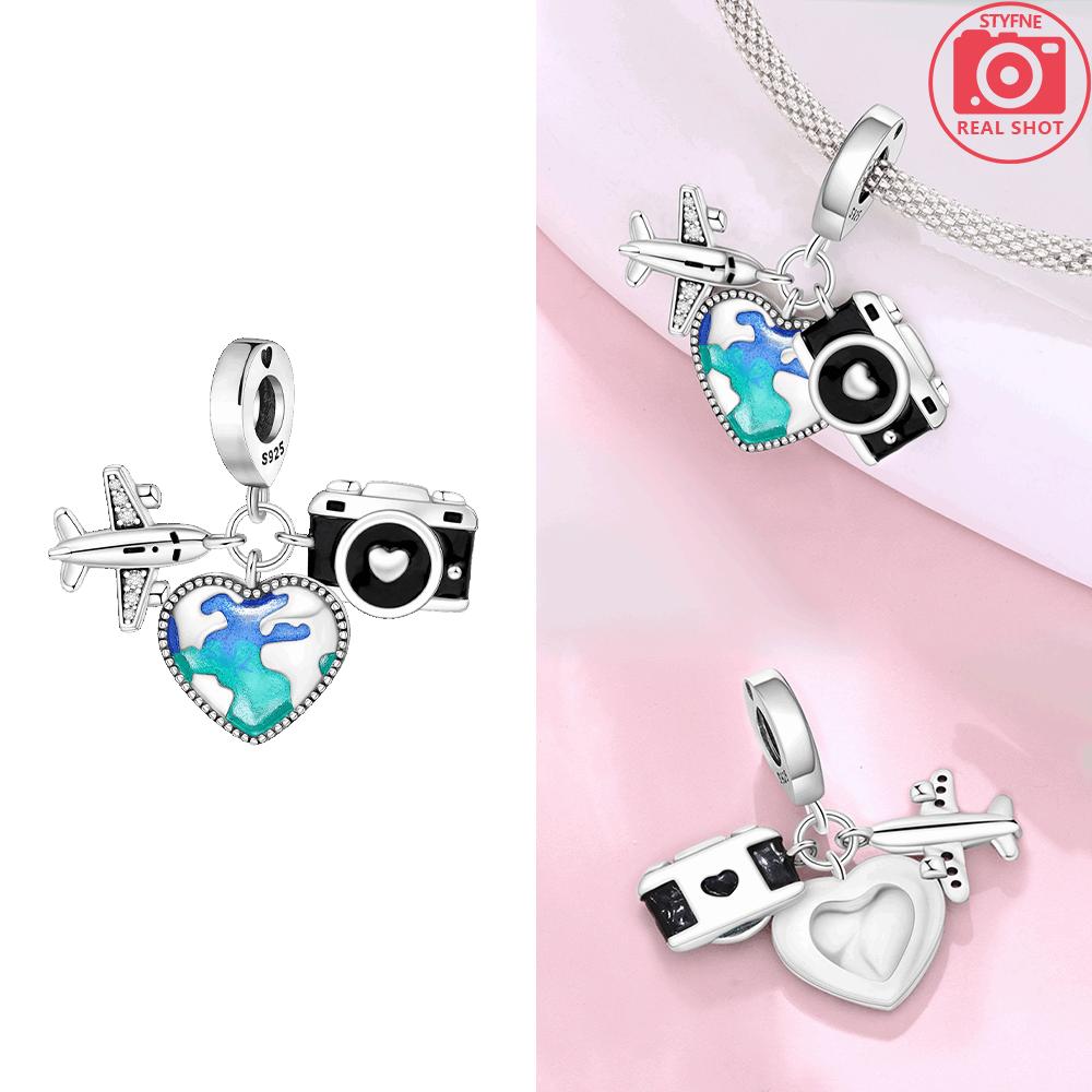 Bowling Ball Original Copper Pendant Globe Table Tennis Travel Airplane Pendant Beads Fit Bracelet Women Jewelry Making Gift