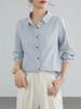 Korean Style Elegant Vertical Stripe Women's Long Sleeve Cardigan - Casual, Loose Fit, Sun Protection Layering Shirt for Spring and Summer