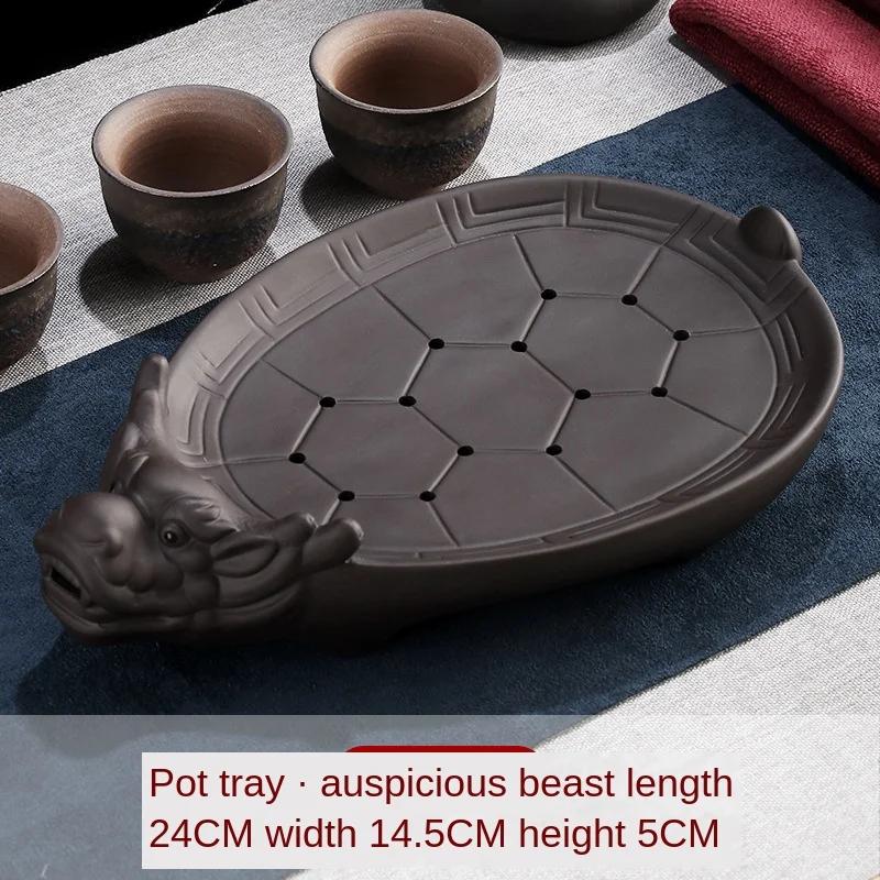 Bamboo Tea Tray Purple Sand Japanese-Style Pot Tray Tea Pot Base Tea Placemat Washed Tea Pitcher Dry Foam Drainage Teapot Tray