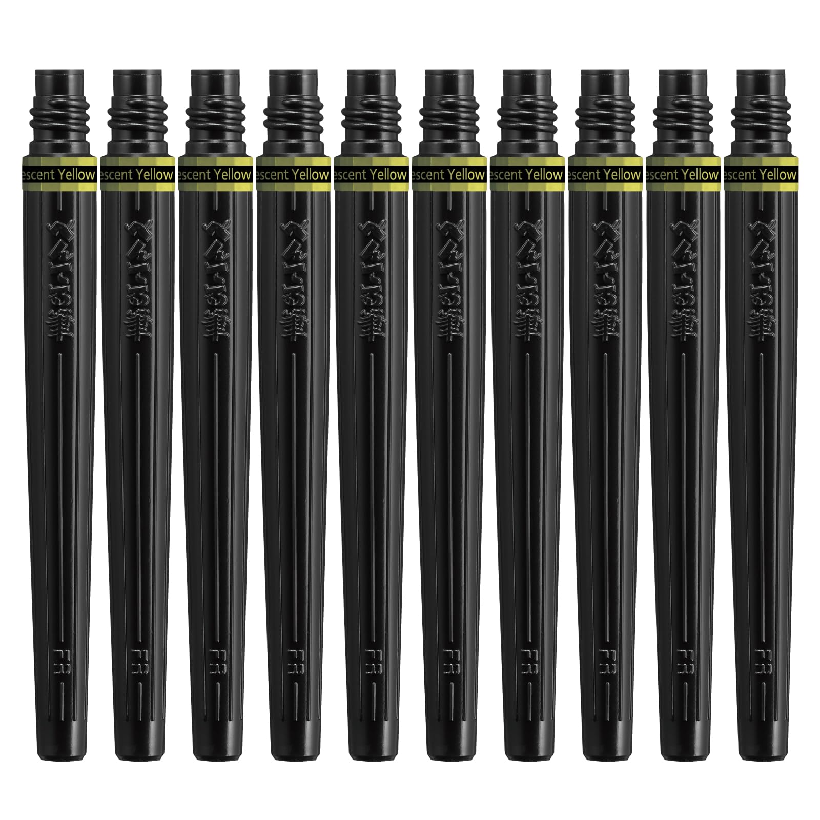 Pentel Art Brush Color Brush Pen Fluorescent Cartridge, Yellow, 10-pack, XFRLP-303