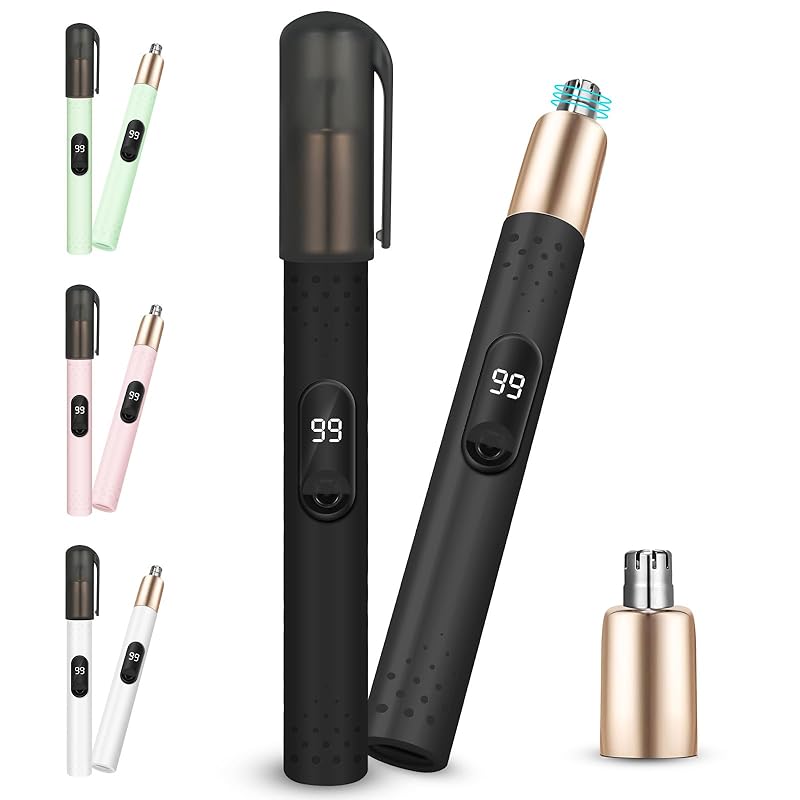

nose hair cutter ladies men s [New in 2024, available in 4 colors, with replacement blade] Ears nose hair trimming LCD power consumption display