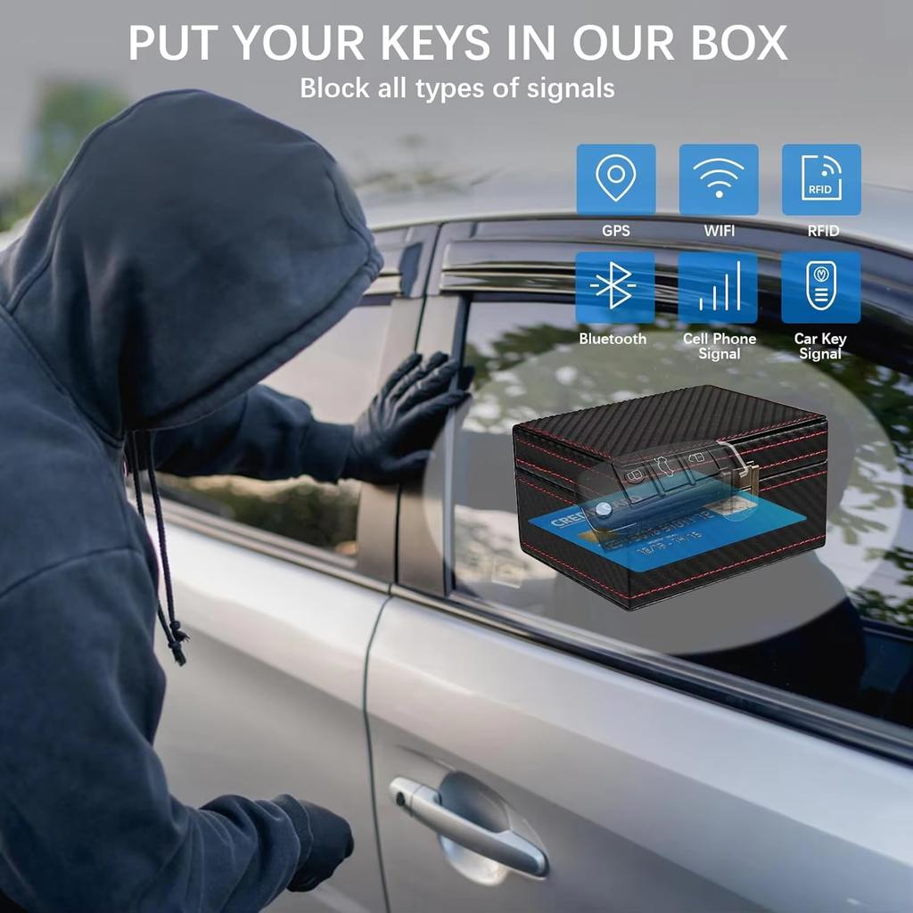 Anti Theft Faraday Box RFID Faraday Key Fob Signal Blocker Radiation-proof Mobile Phone Box Car Keyless Security Organizer