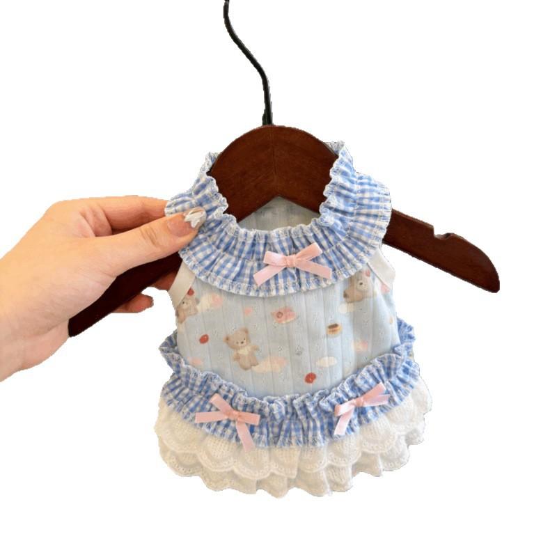 Pet clothes dog super cute blue sky bear couple clothes small and medium pet Maltese than bear teddy