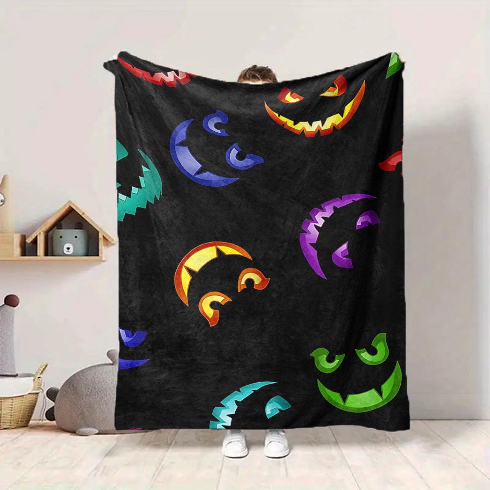 1pc Halloween Pumpkins Blanket, Lightweight Flannel Throw For Sofa, Bed, Travel, Camping, Livingroom, Office, Couch, Chair