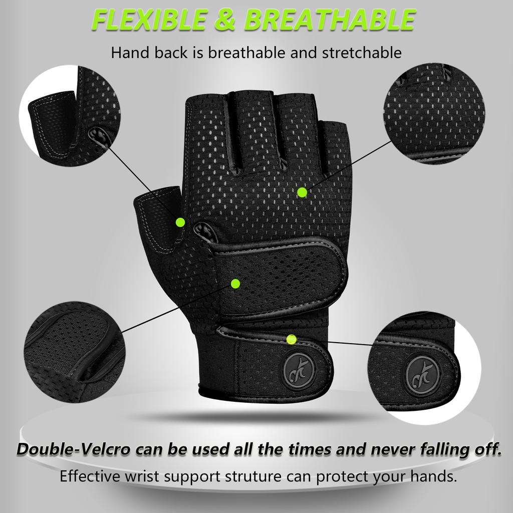 Gym Gloves Non-slip 3MM Pads Pull Up Power Training Weight Lifting Gloves Kettlebell Workout Exercise Fitness Gloves Men