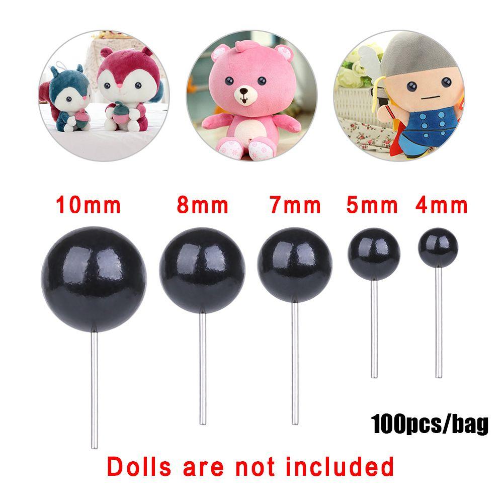 100Pcs 4/5/7/8/10Mm Black Glass Eyes Needle Felting For Animals Puppets Bears Dolls Plush Toy Eyes Diy Crafts Dolls Accessories