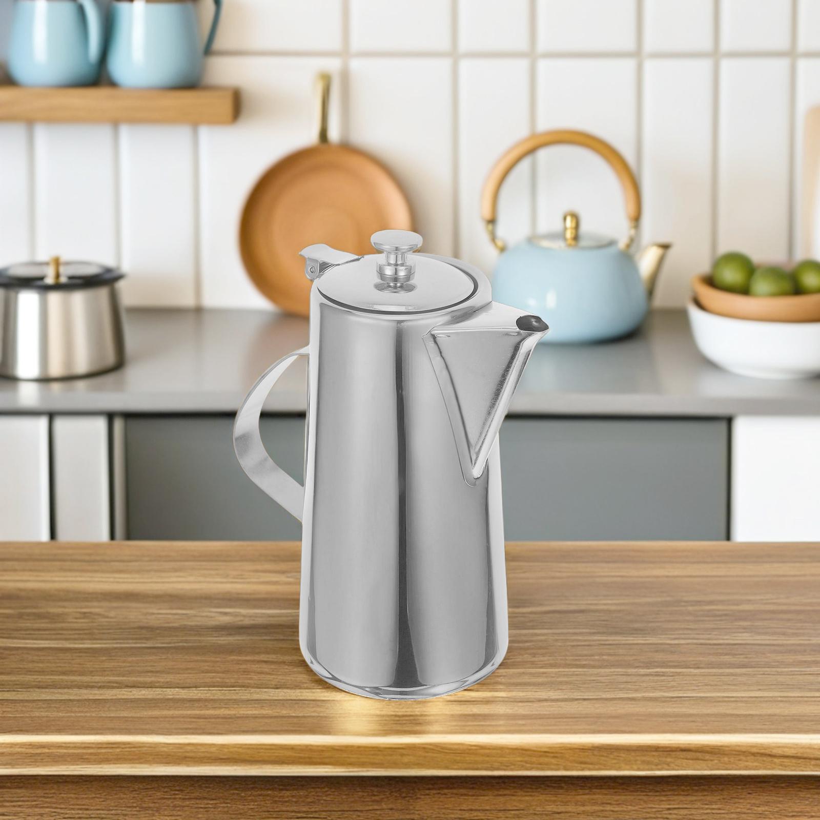 1.5L Stainless Steel Water Pitcher Beverage Jug For Stovetop Cold Drink Dispenser Kitchen Server Juice Jug With Handle argento