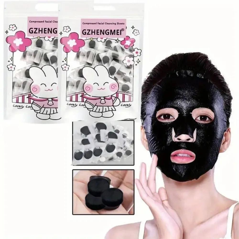 

50 Black Compressed Charcoal Pulp Type Mask Sheets