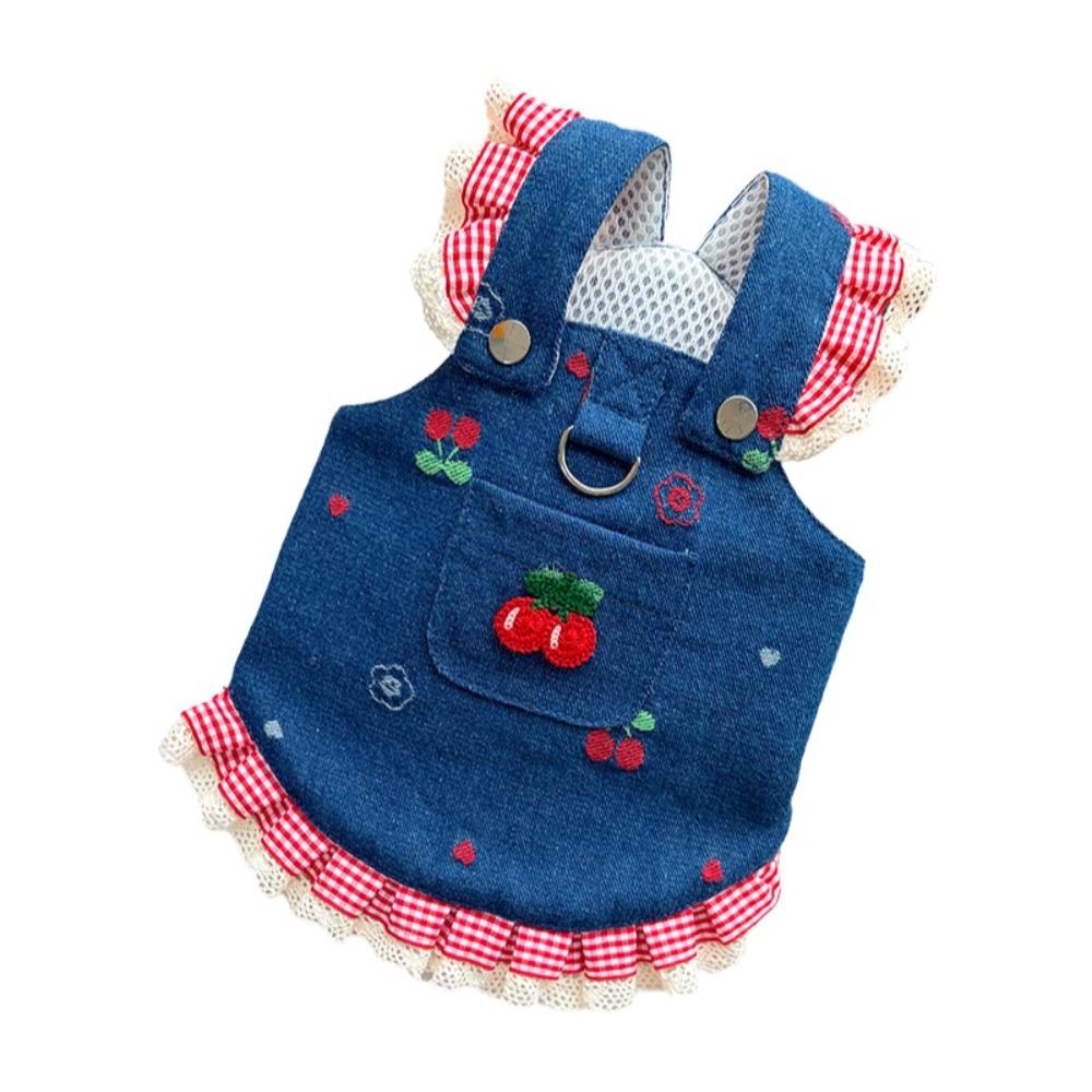 Breathable Mesh Pet Dog Skirt Suspender Dress Cat Clothes Chic Apparel Dog Denim Dress  Small Dogs
