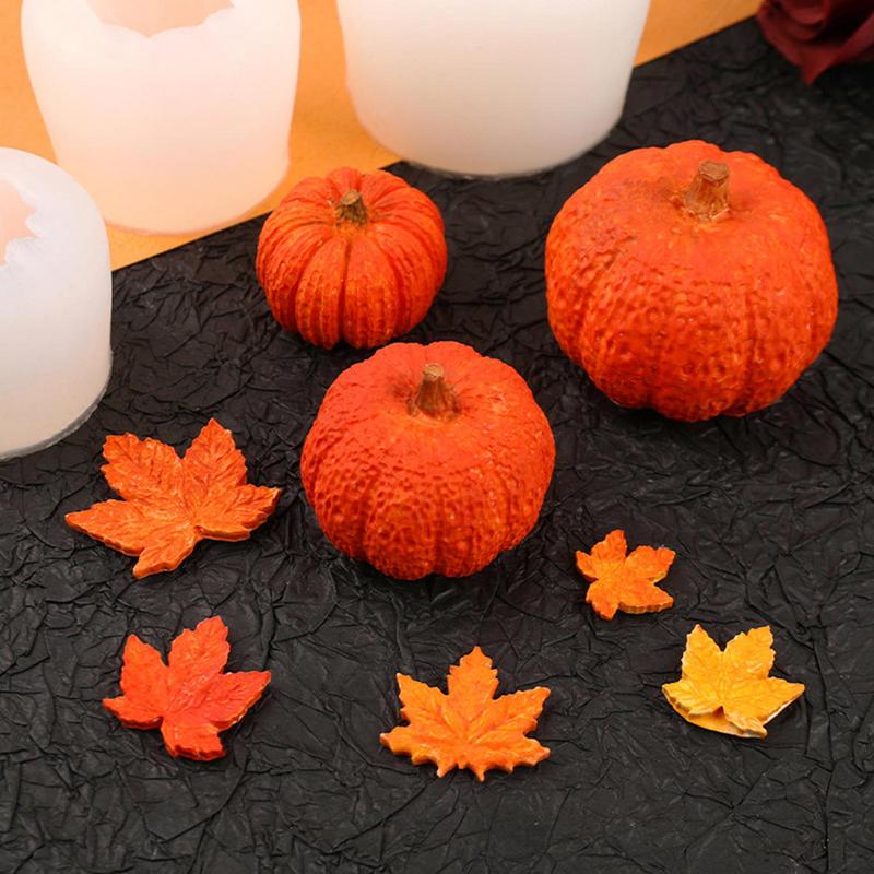 Leaves Silicone Molds 3D Pumpkin Maple Leaves Silicone Molds For Crafts Candle Making Kit Fall Decor Making Accessories For