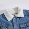 Herren Slim Fit Lammwolle Denimjacke, Hellblau gewaschen, Fleece gefüttert, Koreanischer Stil, Große Größen Winterjacke