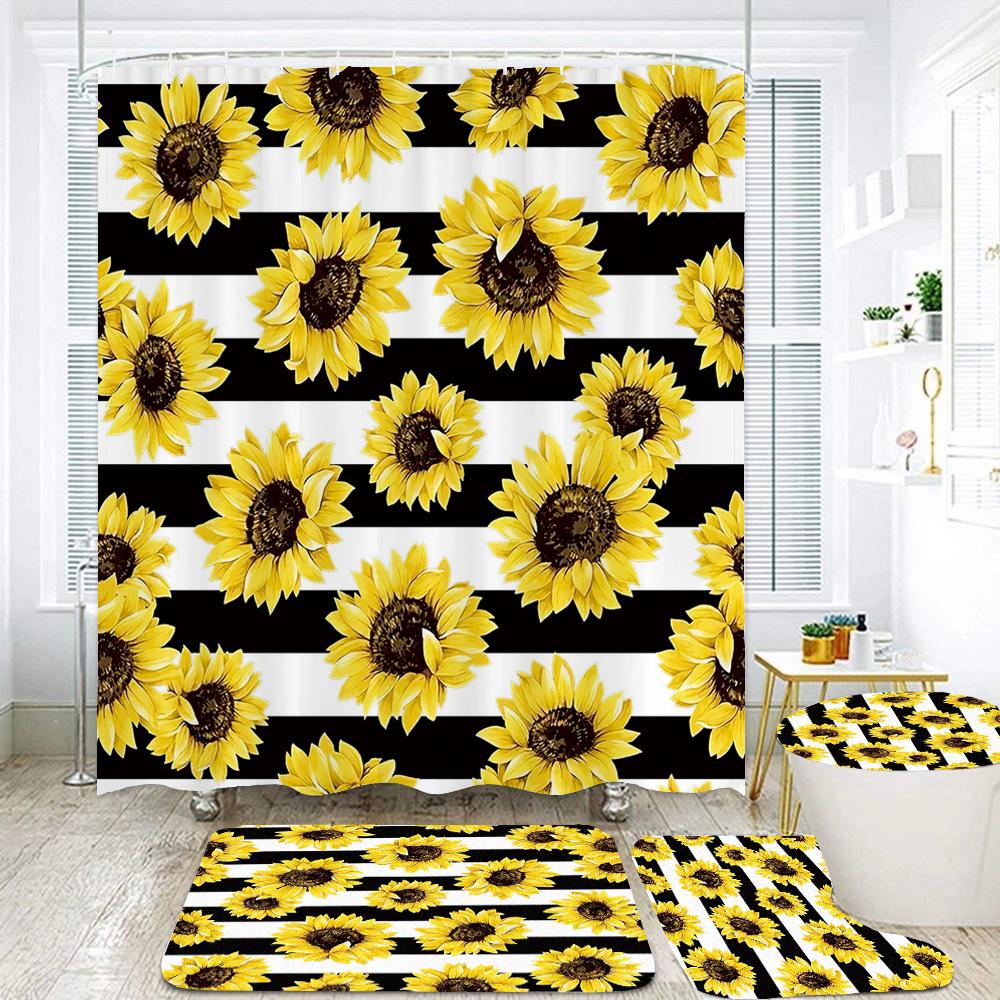 180*180cm Blue Rose Flowers Fabric Shower Curtains Bath Mat Rugs Beautiful Butterfly Flower Bathroom Curtain Set Home Decoration