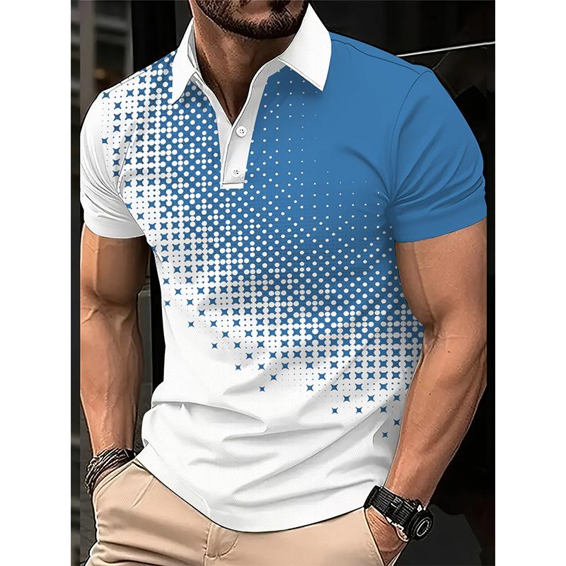 

New Men Clothes Summer Short Sleeve 3D Digital Plrint Lapel Golf Polo Shirt Men Casual Tops Polo 3XL синій