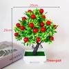 Plastics Cherries Simulate Artificial Potted Plants With Pot For Decoration Home