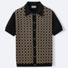 Men's Knitted Short Sleeve Shirts Casual Breathable Button Down Collared Striped Shirt Tops Summer Vacation Vintage Knit Golf Beach Shirts Top for Men