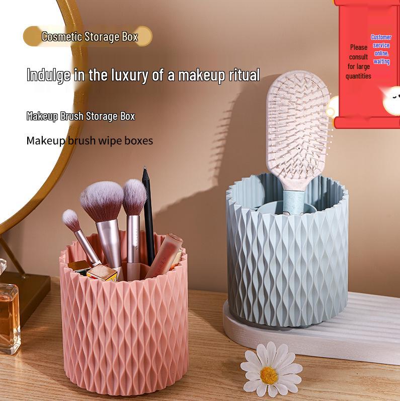Rotating Makeup Brush & Cosmetic Holder - Divided Storage Tube for Eyebrow Pencils, Eye Shadows, Lipsticks & More