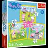Trefl 34849 Puzzle 3en1 Peppy's Happy Day