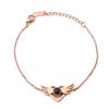 Cute Romantic Angel Wings Heart Bracelets for Women Elegant Rose Gold Stainless Steel Link Chain Birthday Party Gift Jewelry