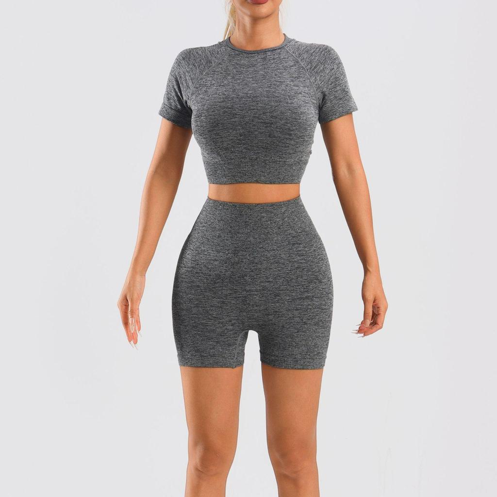 TK Sports Crop Top & High Waist Yoga Shorts Set
