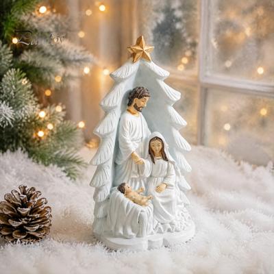 Traditional Nativity Figurine for Holidays Holy Family Statue, Christmas Tree Resin Ornament, Hand-Painted Indoor Religious Sculpture Prayer Tabletop