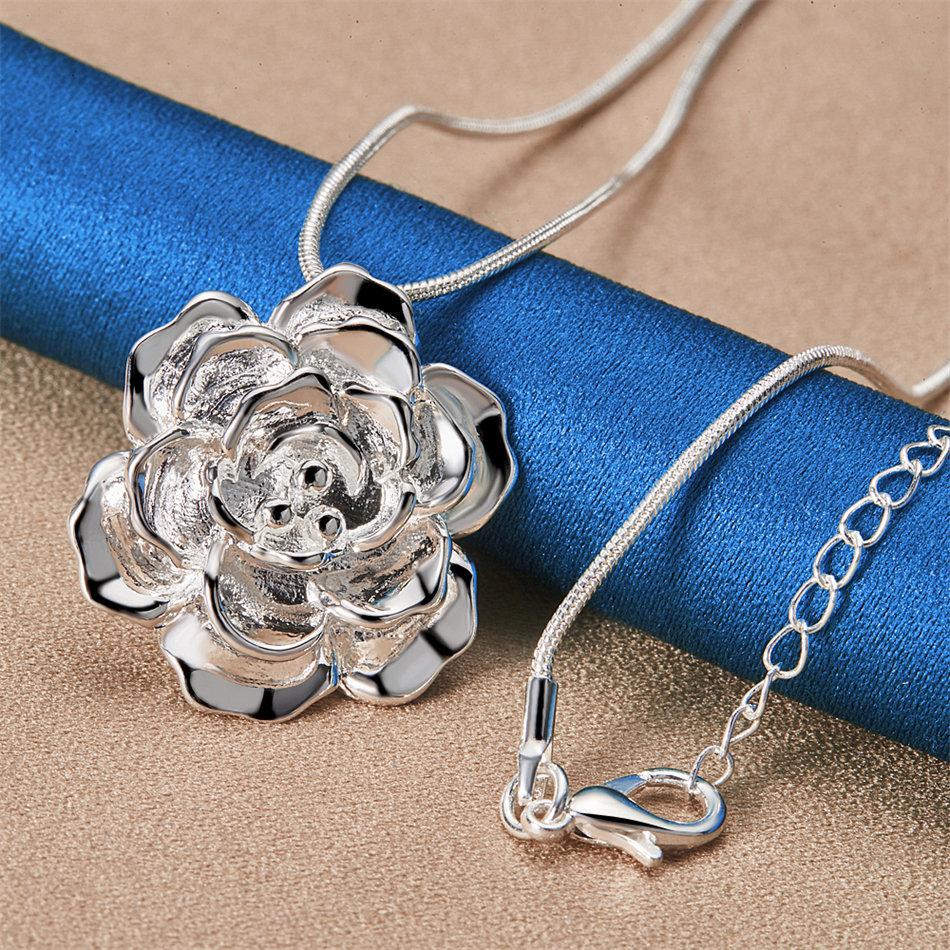 925 Sterling Silver 16-30 Inch Exquisite Flower Pendant Necklace for Women's Jewelry Fashion Wedding Accessories