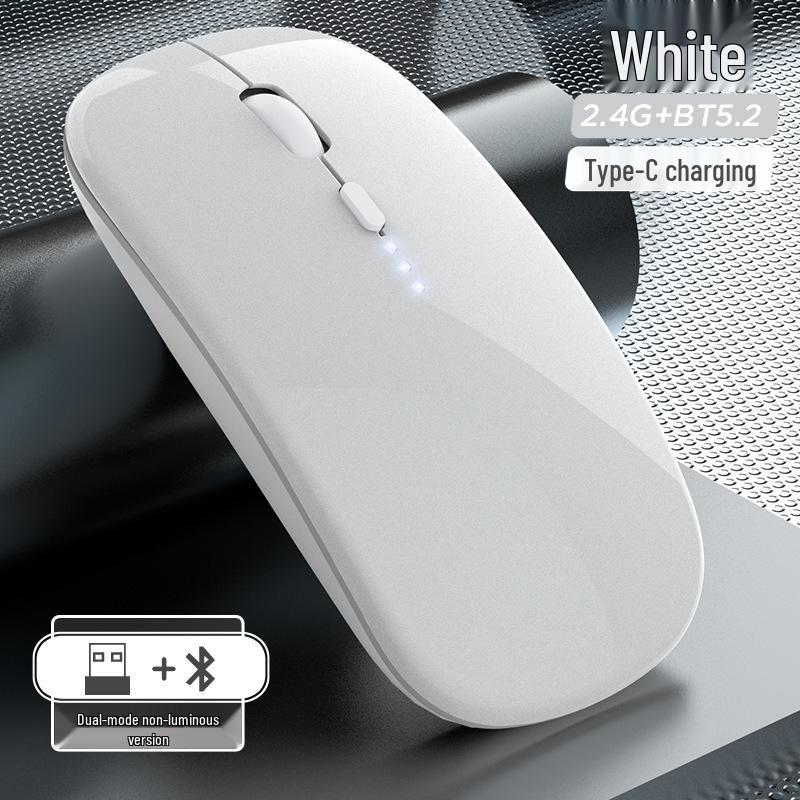 Wireless Dual-Mode Silent Bluetooth 2.4G Photoelectric Mouse with Rechargeable Power Display.