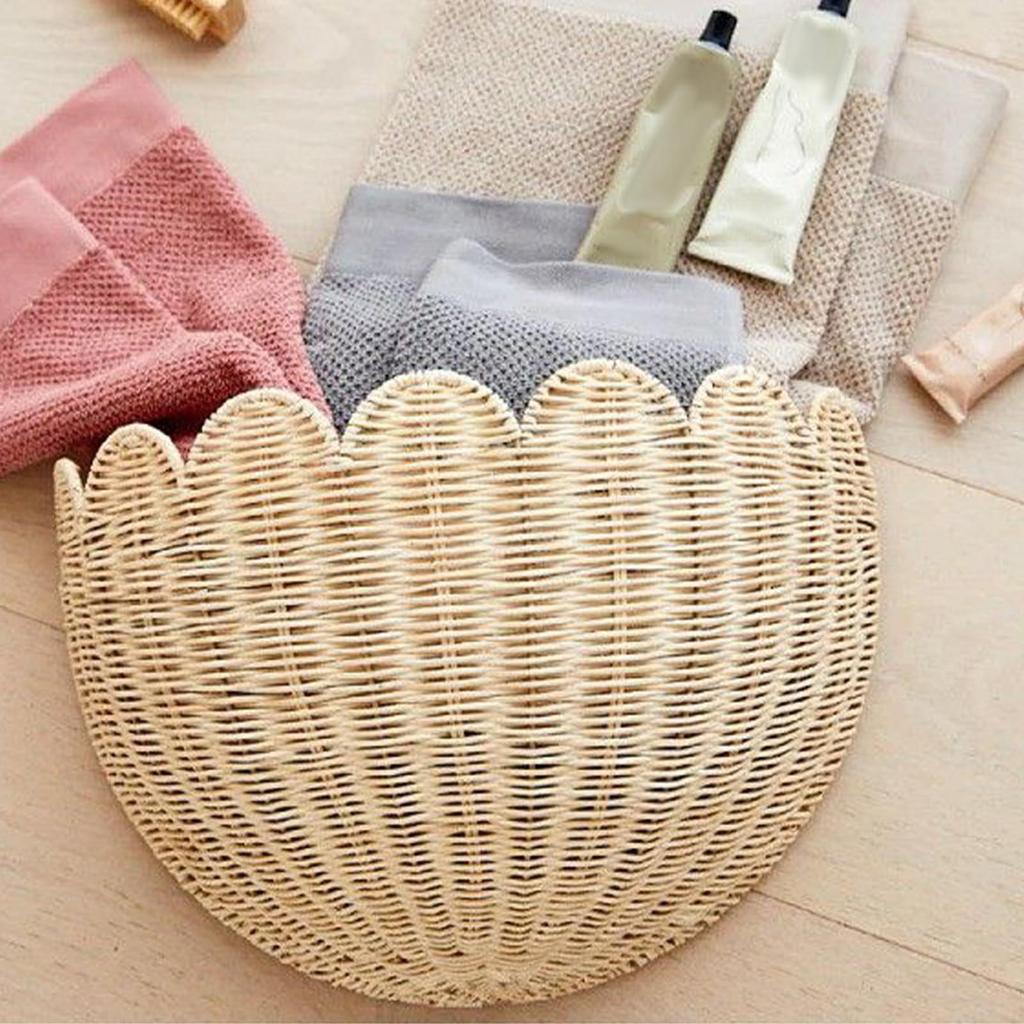 Handwoven Rattan Lace Wall Hanging Basket - Decorative Storage for Home & Homestay