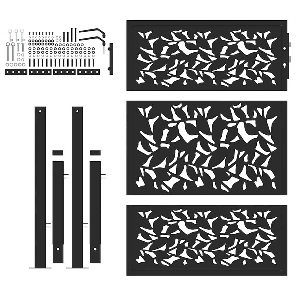 Garden Gate Black 100 x 125 cm Steel Sheet Design