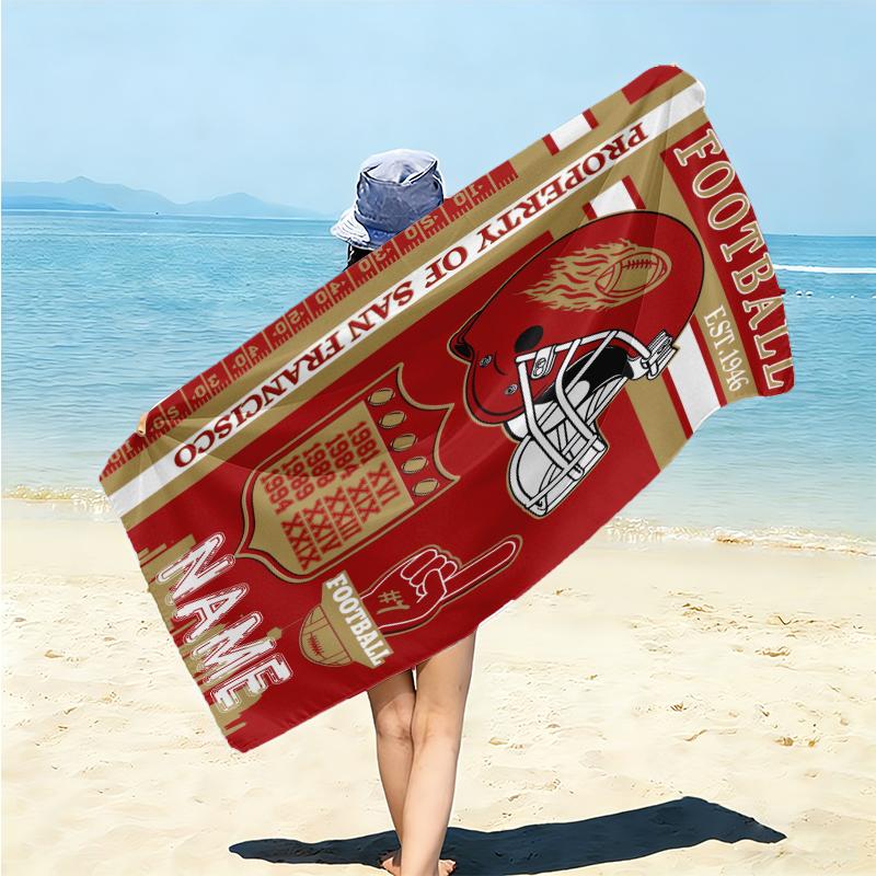 Personalized Vintage Detroit Football Helmet Beach Towel Microfiber Beach Towel Thin Absorbent for Beach Swimming Yoga Bath Sports. 091069