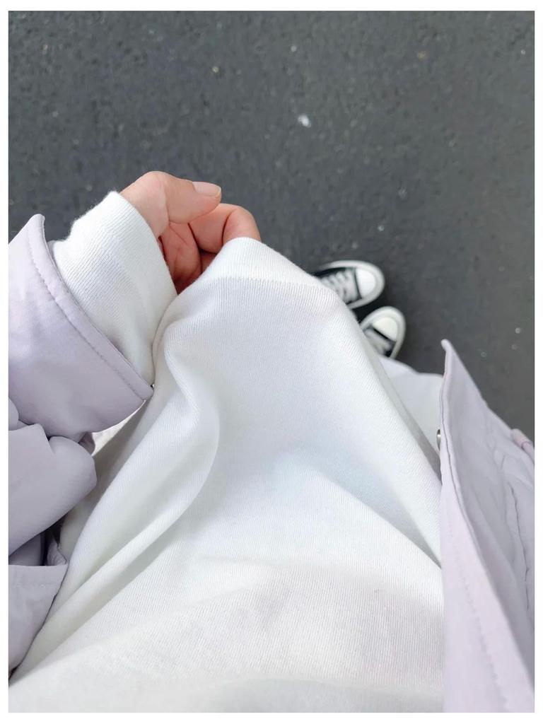 Warm Korean Style Women's White Long Sleeve Round Neck Top for Autumn/Winter