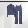 LU Womens Hooded Jacket Flared Pants Set Define Slim Fit Yoga Activewear