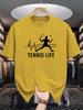 Heartbeat Tennis Player Graphic Unisexs Crew Neck T Shirt Tennis Life Sport Print Short Sleeve Casual Cotton Daily Street Tops