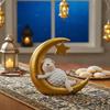 1Pc Ramadan White Sheep Moon Boat Shaped Resin Decorative Item, Suitable For Giving As A Cute Gift During The Ramadan Festival