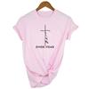 Faith Over Fear Shirt Christian Tee For Women Religion Jesus Woman Clothes Tshirts Vertical Love
