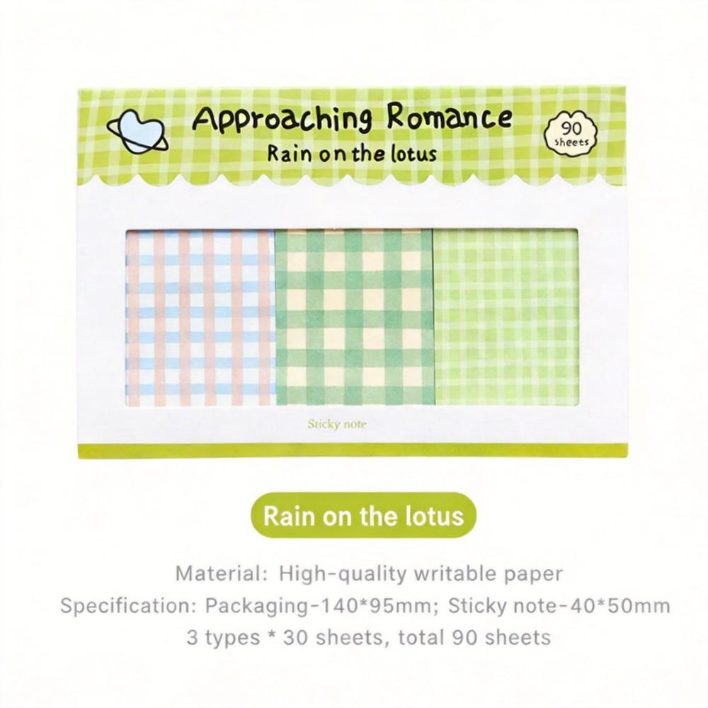 

Cute Plaid Sticky Notes 90 Sheets Grid Pattern Memo Pad Self-Adhesive Notepad For Journaling Office School Supplies Stationery світло-зелений колір