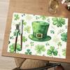 1pc/4pcs/6pcs St. Parnassus Four-Leaf Clover Hat Pattern Placemats | Polyester, Machine Washable, Rectangular, Ideal for Restaurant Decorations