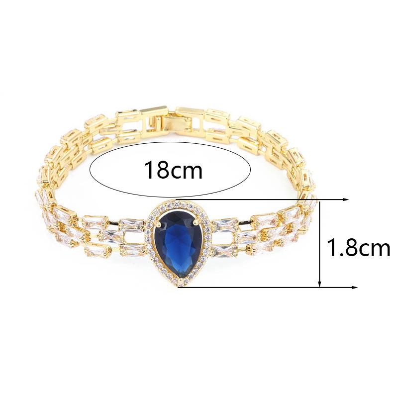 Exquisite French Zircon Water Drop Bracelet for Women - Versatile Pure Copper Jewelry with Fine Workmanship.