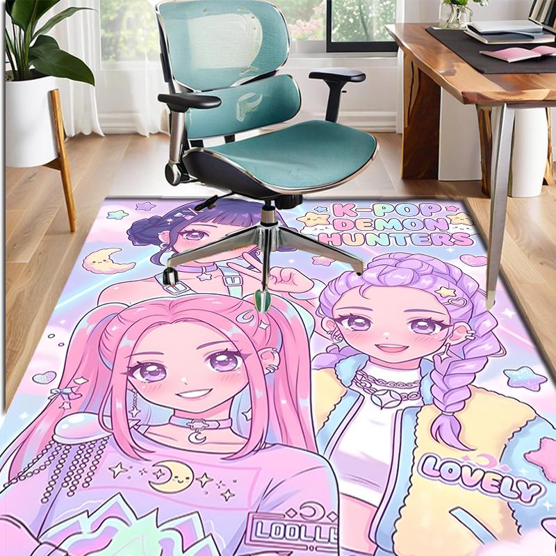 KPop Dämonenjäger Muster Teppich, Innen-/Außenmatte, für Picknick, Spielzimmer, Schlafzimmer, Büro, Wohnzimmer, Heimdeko Teppich, Geburtstagsgeschenk