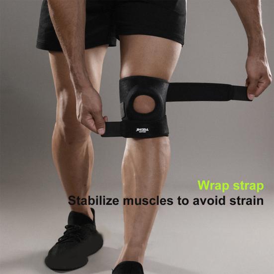 Otwarty stabilizator kolana z rzepką Antypoślizgowy Regulowany Oddychający Męski Damski Wędrówki Koszykówka Jazda na Rowerze Bieganie Wsparcie Bólu Artretycznego Ochraniacz Kolana Podkładki Rękaw Owinąć