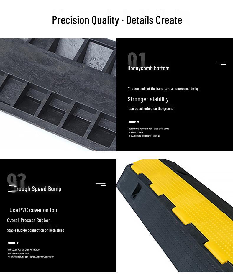 Rubber Cable Trunking Speed Bump - PVC Indoor/Outdoor Cable Protection Channel Cover