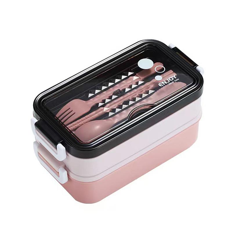 Japanese Style Double Layer Lunch Box Leak Proof Sealed Reusable Bento Box for Picnic Travel Office School