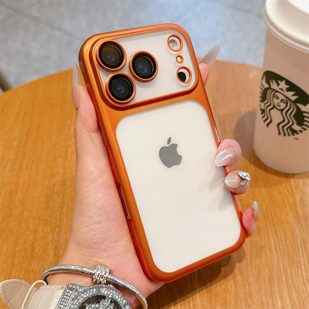 

Luxury Frosted Transparent Matte Phone Case For Iphone 17 Pro Max Full Lens Protection Metallic Color Frame Armor Back Cover iPhone17 Pro Max