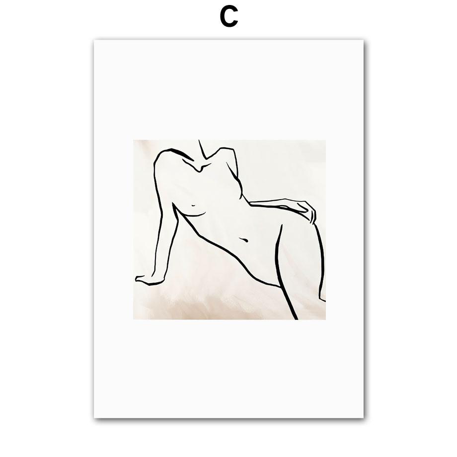Sun Line Rainbow Girl Body Abstract Posters And Prints Simple Wall Art Canvas Painting Hotel Bar Pictures For Living Room Decor
