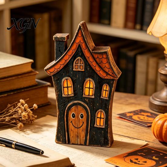 Rustic Ghost Wood Decoration Halloween Haunted House/Cute Wooden Table Ornaments, Farmhouse Tiered Tray Holiday Home Centerpieces Decor, Vintage