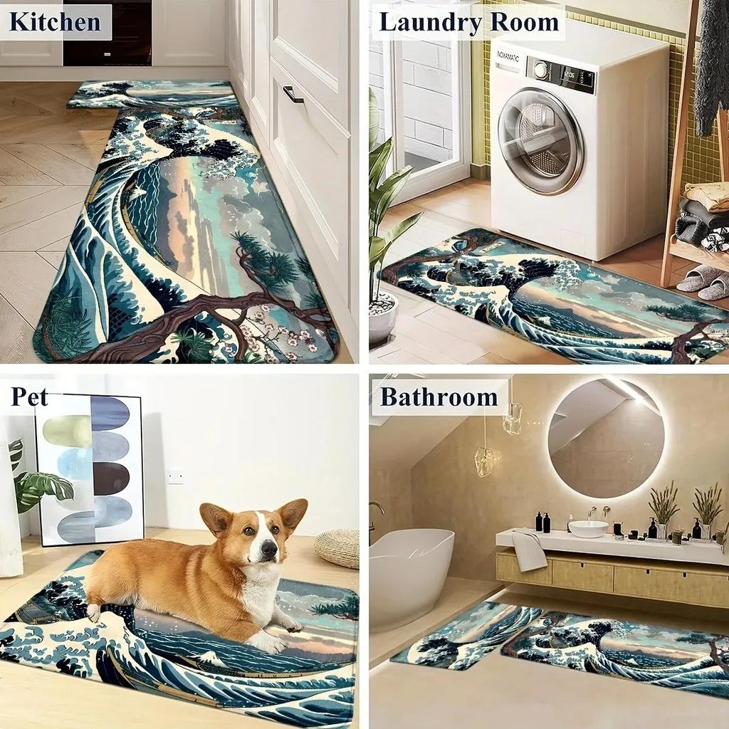 1PC Merry Christmas Charactor Door Mats Kitchen Rugs Non-Slip Pop Living Room Rugs Bath Mat Carpet for Home Sink Laundry Decor